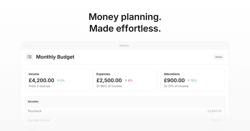 Kontu.io - Effortless money planning cover