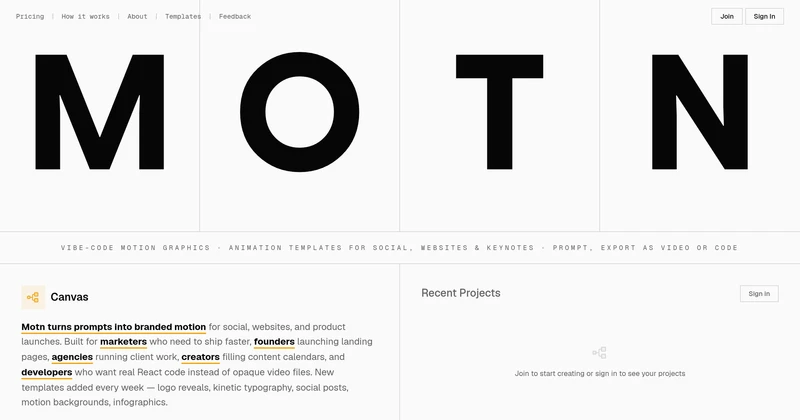 Motn — Prompt-to-Motion Graphics Canvas cover