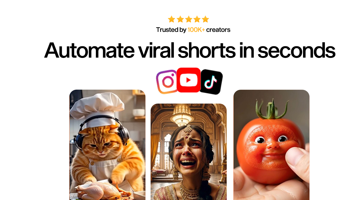 AI Faceless Shorts Video Generator for TikTok, Instagram and YouTube cover